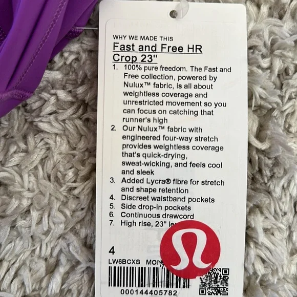 Lululemon Fast and Free HR crop 23” - Picture 7 of 7